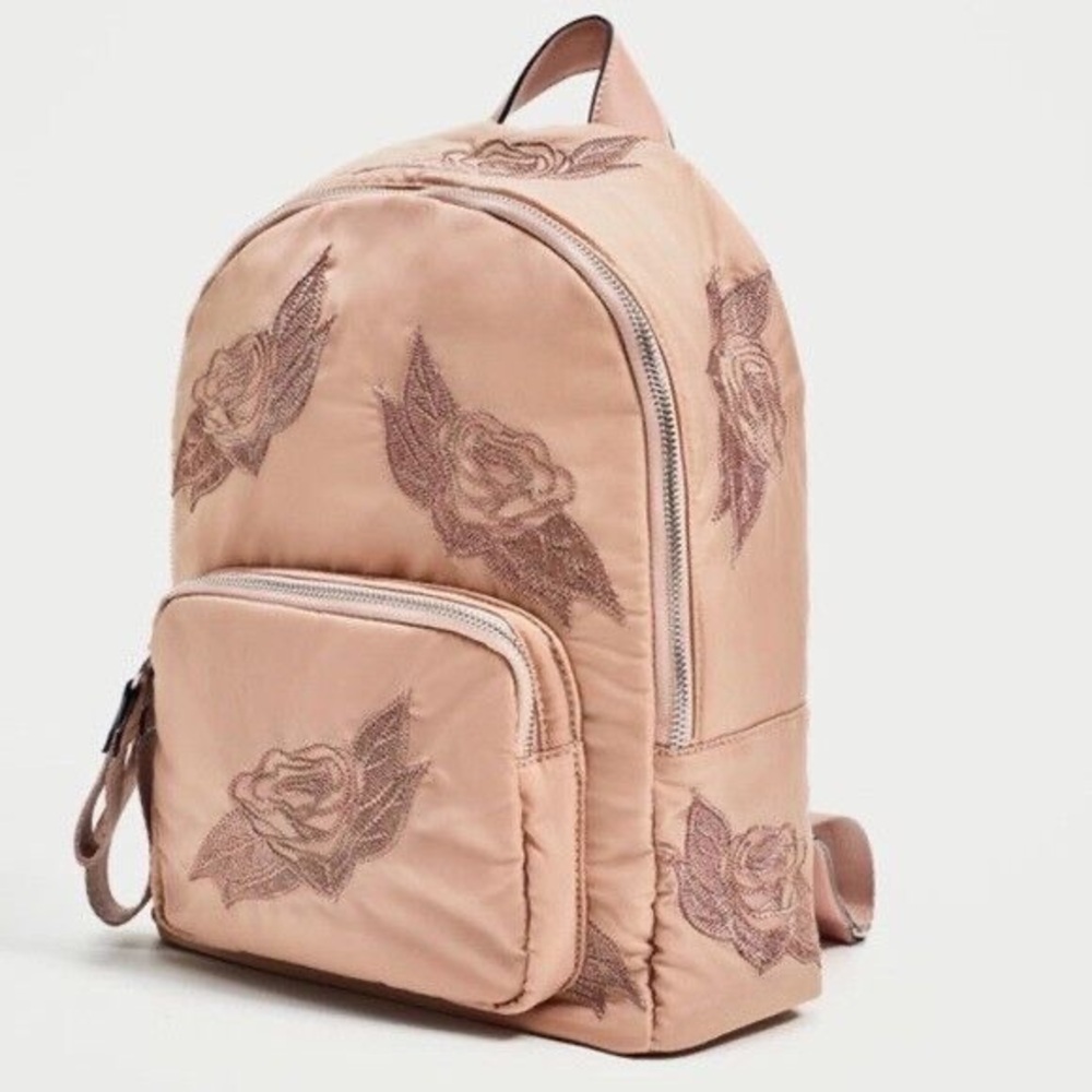 NWOT embroidered nude pink Zara backpack